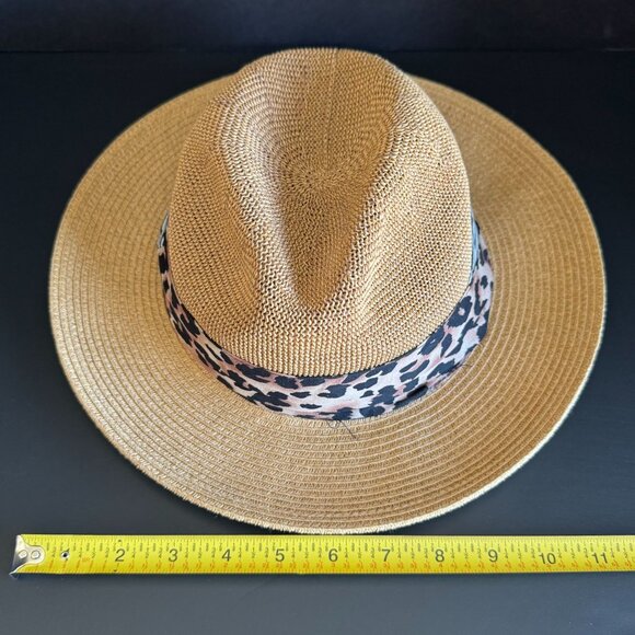 San Diego Hat Co. Womens Straw Beach Pool Fedora With Animal Print & Zebra Band - Picture 9 of 11